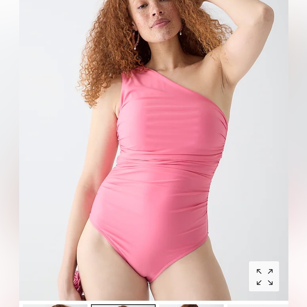 🌼💗Flattering J. Crew Light Pink One-Shoulder Slimming Ruched Swimsuit Size 10
